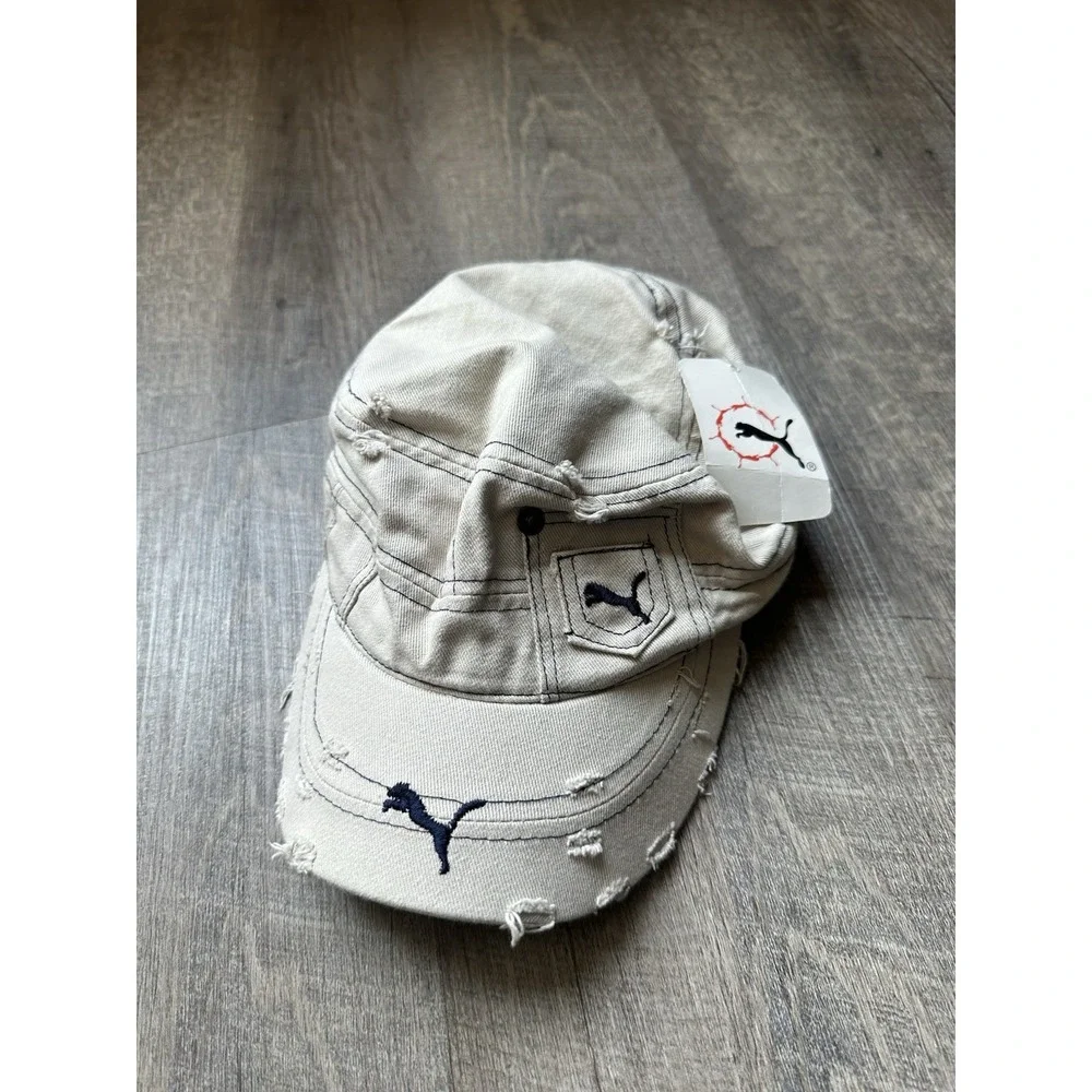 Puma Vintage Distressed Military Cadet Cap Hat 1/1 Y2K 90s Mens One Size Rare